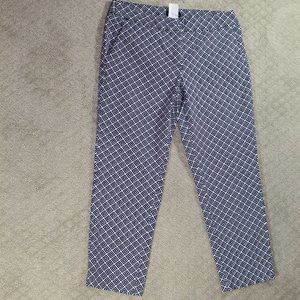 Cynthia Rowley Women's 4 Navy Diamond Patterned Capri Pants